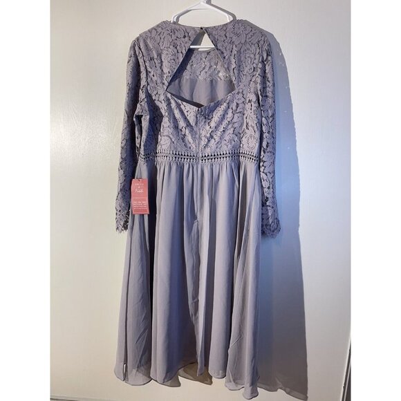 TRUTH & FABLE Womens Long Sleeve Lace Trim Bridesmaid Maxi Dress Gray Sz 3XL - Picture 9 of 9
